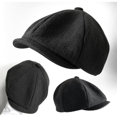 Unisex Pure cotton Gatsby Cap Men Vintage Beret Hat Black Mens Ladies Flat 8 Panel Baker Boy Newsboy Winter Retro BLM75