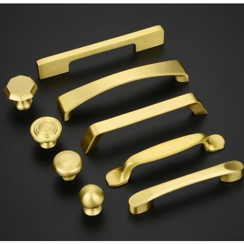 Vintage Furniture Handles Solid Brass Copper Cabinet Pull Knob Single Hole Gold Wardrobe Dresser Drawer Knobs Kitchen Cupboard