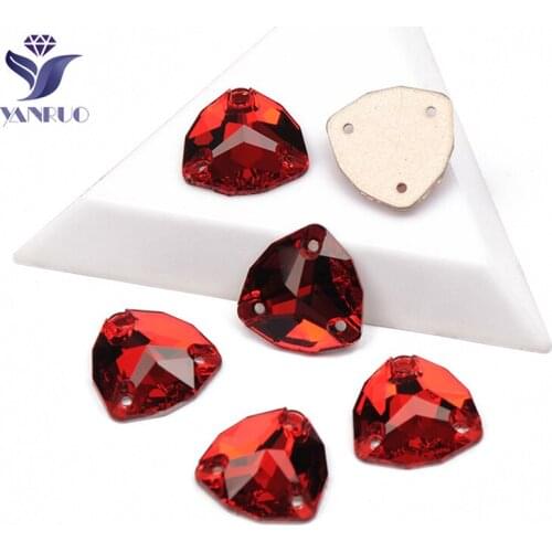 YANRUO 3272 Trilliant Light Siam Red Sewing Crystal Sew On Carft Dress Clothes Flatback Crystal For Bags