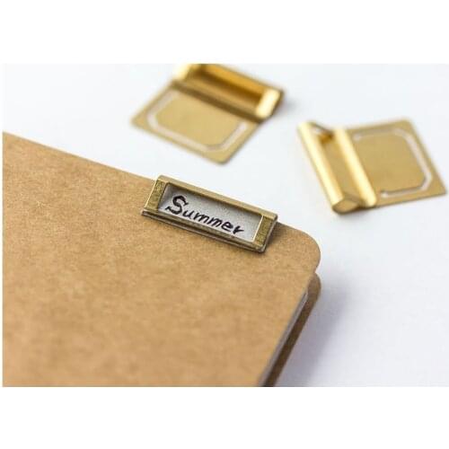 Vintage Antique Brass Bookmark Midori Bronze Label Clipboard Copper Antique Brass Index Clip for Travelers Notebook
