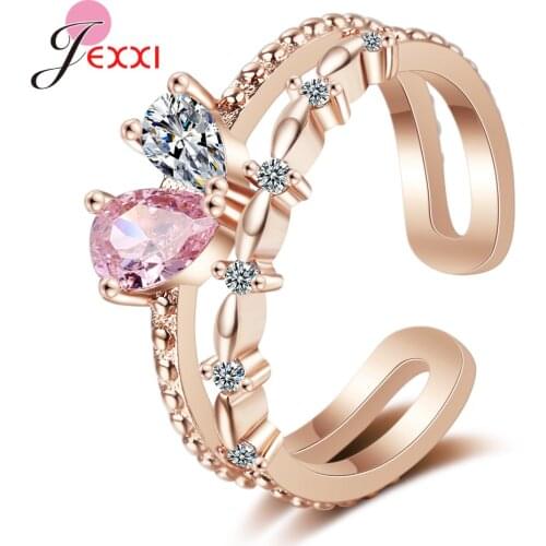 Trendy Rings 925 Sterling Silver Fashion Design Heart Open Ring Wedding Jewelry Women Fine Jewelry Accessories Gift