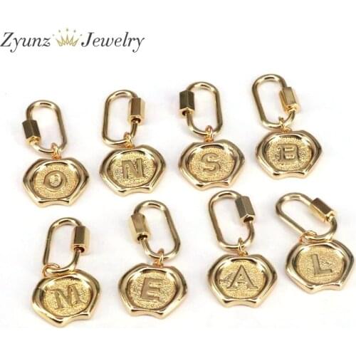 10PCS, DIY Oval Screw Lock Clasps and Alphabet Letter Dangle Pendant Accessories For Necklace Making Supplies