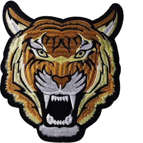 10piece Tiger Head Iron on Patch Stickers Embroidery Applique Patches Motifs Scrapbooking for Jacket Sewing Accessories TH349