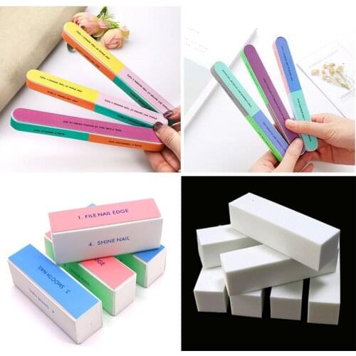 5/10Pcs Double-sided Nail File Blocks Buffer Portable Colorful Sponge Nail Polish Sanding Buffer Strips Polishing Manicure Tools