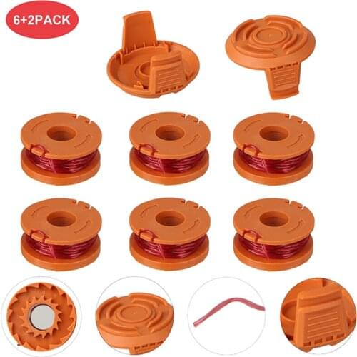 8Pcs Replacement Nylon Line String Trimmer+2 Caps Mower Spool Brush Bump Spool Cutter Line Garden Tool Grass Mower Parts