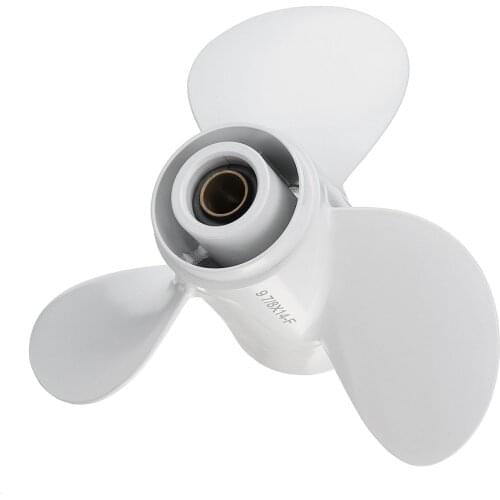 White For Yamaha 20-30HP 664-45952-00-EL 9 7/8 x 14 Aluminum Boat Outboard Propeller 10 Spline Tooth 3 Blades R Rotation