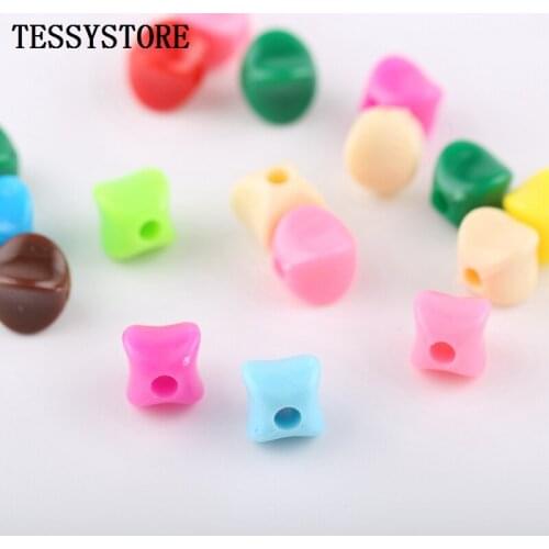 40pcs 10mm Solid Color Four-pointed Star Beads Colored Plastic Spacer Beads For Jewelry Making Bracelet Handmade DIY Accessories