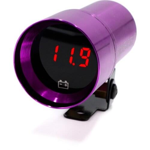 YOMI 37mm Smoke Digital Auto Volt Gauge Car Volt Meter Universal Red Led Voltage Voltmeter Mini Purple