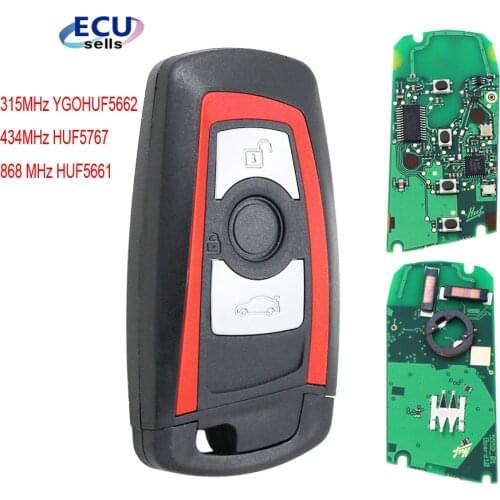 Remote Key 315MHz YGOHUF5662,434MHz HUF5767,868 MHz HUF5661 For 2009-2016 BMW 5 7 F Series FEM / BDC CAS4 CAS4+ Red