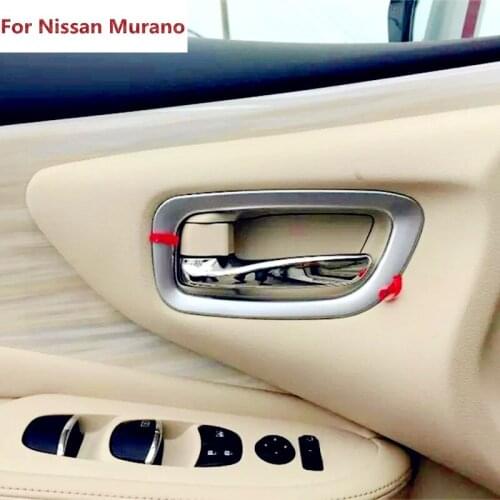For Nissan Murano 2015 2016 4pcs Matte Chrome Car Interior Door Handles Bowl Cup Cover Molding Trim Decoration
