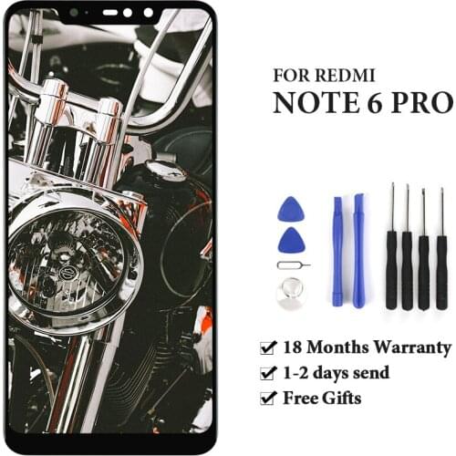 For Redmi Note 6 Pro LCD Display With Frame 6.26'' 2280*1080 High Quality Black Touch Screen Digitizer Assembly With Tool