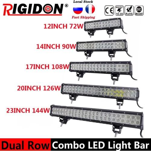RIGIDON 3D Double Row 12/14/17/20/23inch Led Light Bar Flood Spot Combo Beam for offroad Truck 4WD SUV UTE ATV CAR Boat