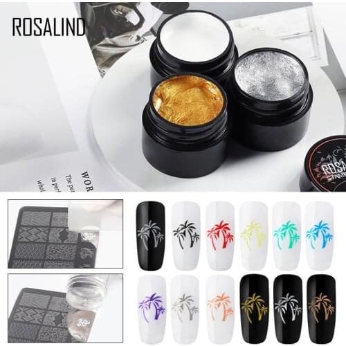 ROSALIND Nail Art Stamping Gel Print For Manicure Nails 5ml Colors Soak Off UV Decoration Stamping Gel Plate Nail Polish Varnish