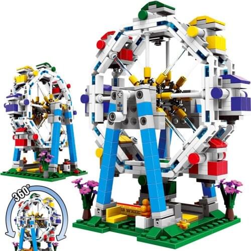 Building-Blocks City Ferris Wheel Model Building Montessori Bulk Block Large Amusement Park Building Block Set For Kids Gift