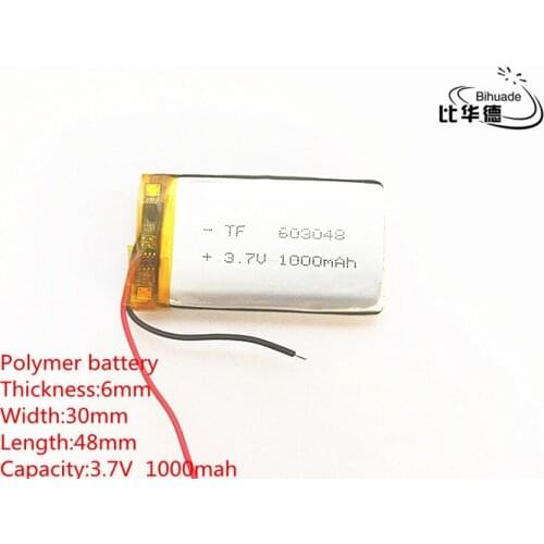 10pcs 3.7V 1000mAh 603048 Lithium Polymer Li-Po li ion Rechargeable Battery cells For Mp3 MP4 MP5 GPS PSP mobile bluetooth