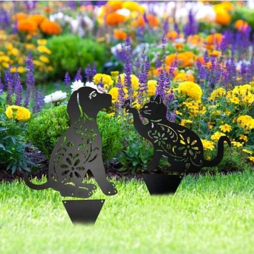 Metal Cat Garden Decorative Stake Dog Silhouette Yard Stakes Sun-proof And Waterproof For Outdoor Garden Decoration