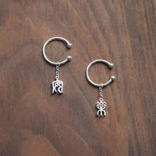 New Hi Bamboo Small Seal Ear Clip Female Retro Simple Temperament Ear Clip Tail Ring Fashion Jewelry