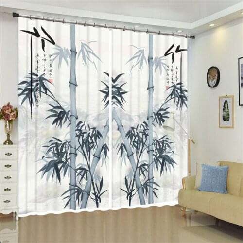 Vintage Brief Style Luxury Curtain Window Curtain Living Room Bamboo Blackout Shade Window Curtains Drapes Cortinas