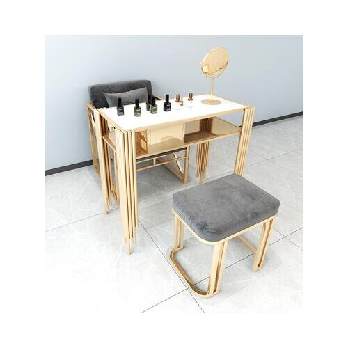 Net red light luxury manicure table and chair set marble iron manicure table worktable single double three person economic type