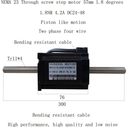 Stepper Motor,Nema23 76mm Non-captive Linear Stepper,T11*4