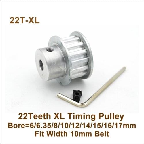 POWGE 22 Teeth XL Timing Pulley Bore 6/6.35/8/10/12/14/15/16/17mm Fit W=10mm XL Synchronous Belt 22T 22Teeth XL Pulley
