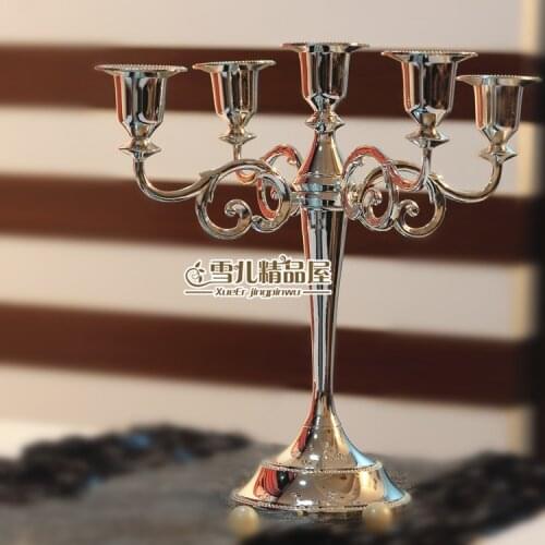 Special offer candle holder, European metal, Taiwan wedding candles, silver modern 5 candles