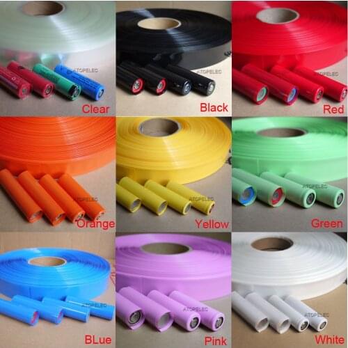 18650 18500 Battery Wrap) Wide 29.5MM / Diameter 18.5MM PVC 2:1 Heat Shrink Tubing Black/Red/Yellow/Green/Blue/White/Clear