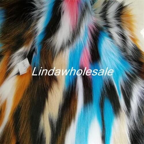 Faux fur fabric,Jacquard plush multicolor fox fur rainbow plush cloth,fabrics for patchwork,felt cloth