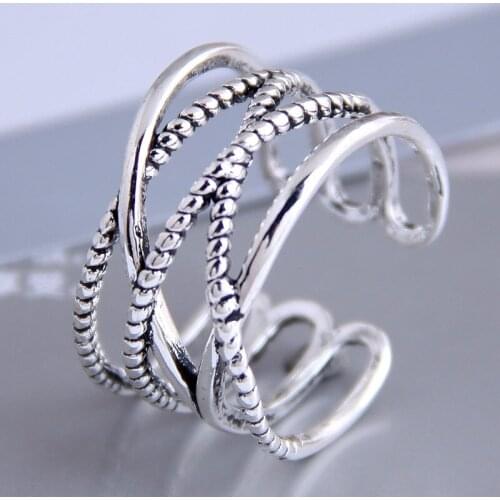 Retro High-quality Silver Color Jewelry Not Allergic Personality Hollow out Opening Rings Vintage Ring