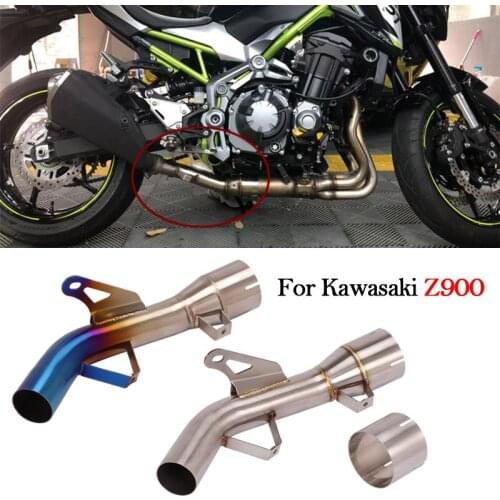 Motorcycle Decat Eliminator Down Exhaust Pipe Catalyst Delete Enhanced Middle Pipe For Kawasaki Z900 Z 900E 2017 2018 2019 2020
