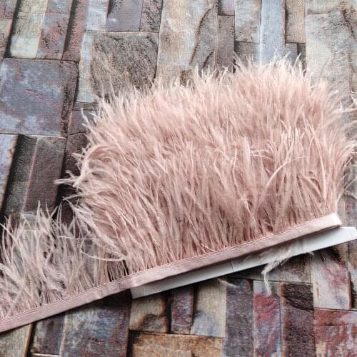 Hot 1Meters long high quality Pale Pink natural ostrich feathers ribbon 8-10 cm For DIY wedding party dresss decoration craft