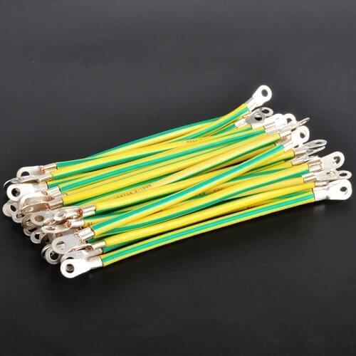 20 pcs BVR Yellow-Green Solar Photovoltaic Grounding Wire Terminals 10/12/14 AWG Copper PV Cabinet Bridge Leakage Earth Cable
