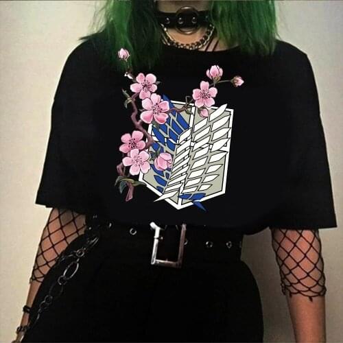XS-4XL New Flower Day Man Attacks Giant T-shirt Ladies Harajuku Funny Short Sleeve Large Size Loose Casual Top Shirt Women