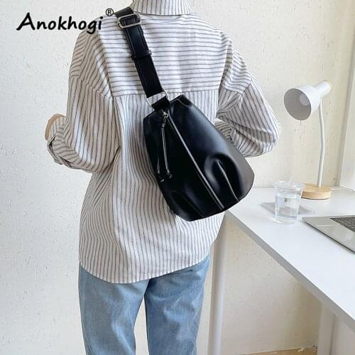 Women One Shoulder Bag Zipper Bucket Bag Casual Pure Color Crossbody Bags Ladies Small Minority Quality Handbag ML48