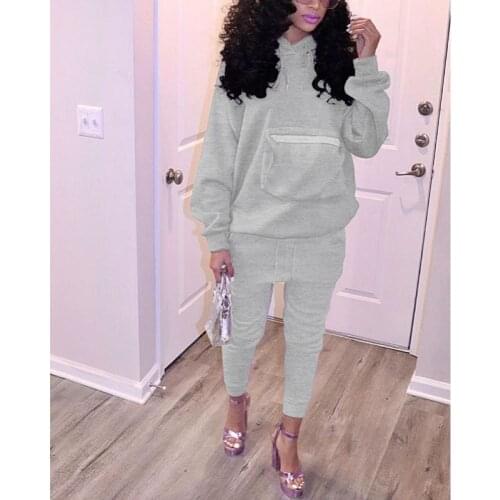 TNNAOFF Solid Pockets 2 Piece Tracksuits Women Set Long Sleeve Hoodies 2021Trendy Joggers Pencil Pants Lounge Wear Matching Sets