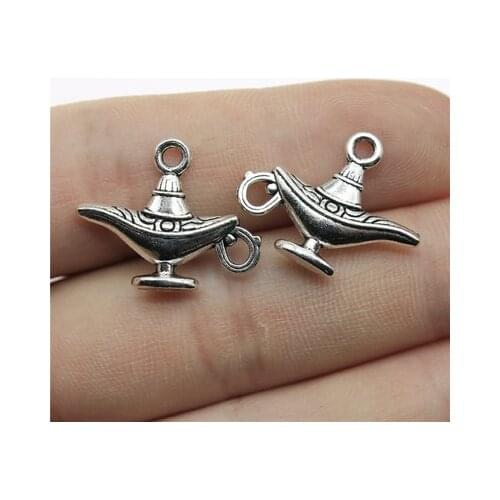 Newest 10Pcs 22*18mm Antique Gold Color Vintage Magic Lamp Charms For DIY Jewelry Making Fashion Pendant Accessories Wholesale