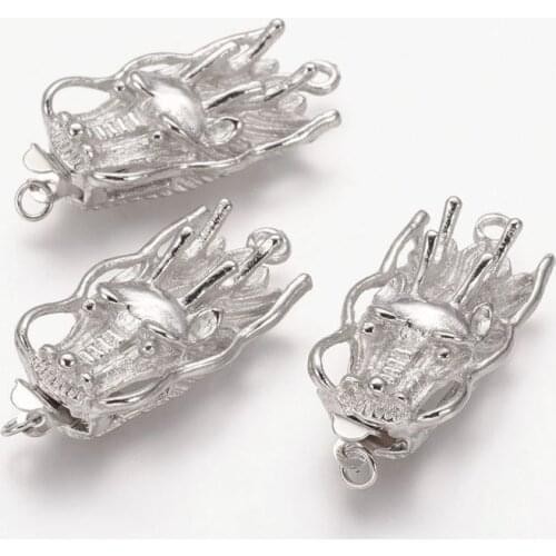 100Sets Brass Box Clasps for jewelry making DIY accessories, Platinum Color, about 14mm wide, 32.5mm long, hole: 2mm