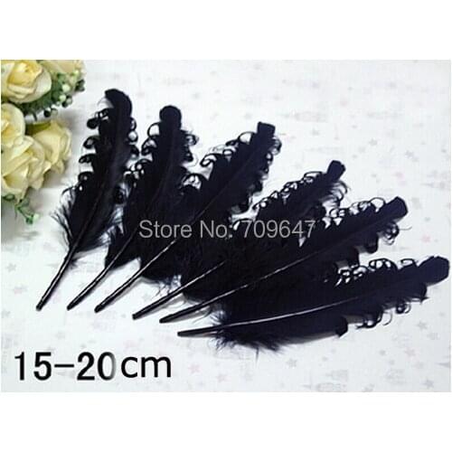 100pcs/lot!15-20cm long black curled goose feathers,loose feathers for Feather Headband ,Hair Accessory etc,Black Feathers