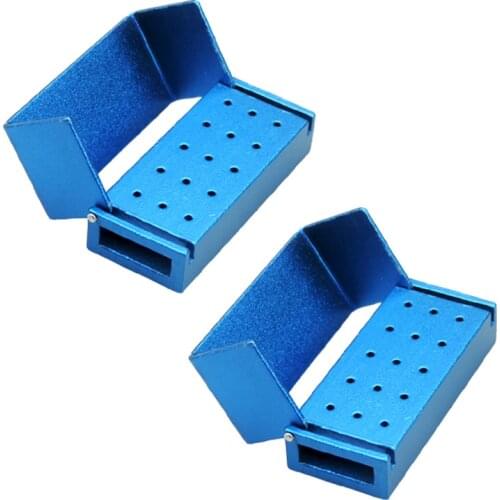 2pcs 15 Hole Stainless Steel Dental Burs Disinfection Box Autoclavable Sterilizer Drill Holder Blocks High/Low Speed Dental Tool