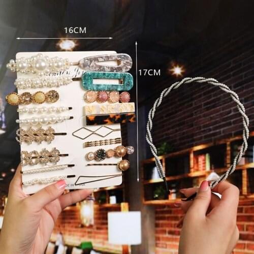 3Pcs Korea Hair Clips Sets Acetic Acid Acrylic Rectangle Resin Hairpins For Women Hair Accessories Imitation Pearl Barrettes