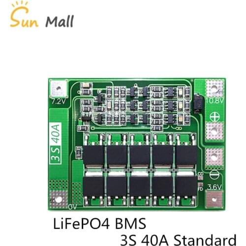 3S 40A Standard Version 18650 LiFePO4 Battery Protection Board/iron lithium BMS 9.6V 10.8V