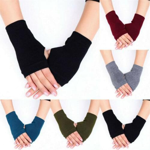 5 Colors Women Stylish Hand Warmer Winter Gloves Women Arm Crochet Knitting Cotton Mitten Warm Fingerless Gloves Gants Femme
