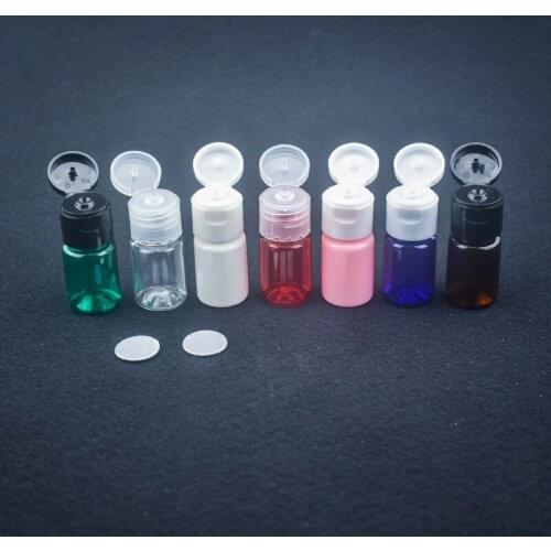 500 X Mini Empty Colorful Plastic 5ml PET Bottle With White/Clear/Black Flip Top Cap Lotion Cream Vials Containers