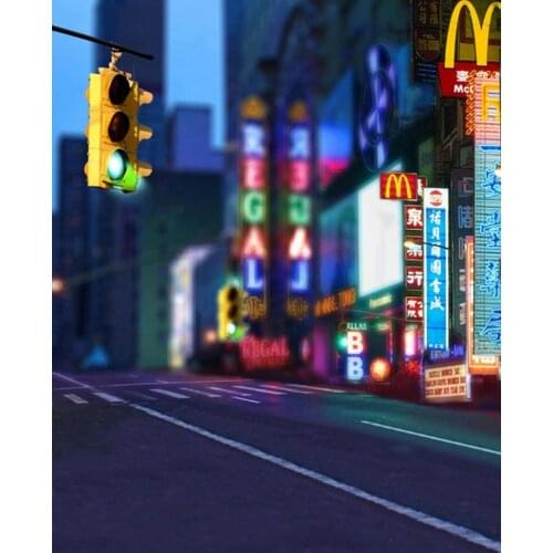 5x7ft Street View in Night Photography Backdrops Photo Props Studio Background