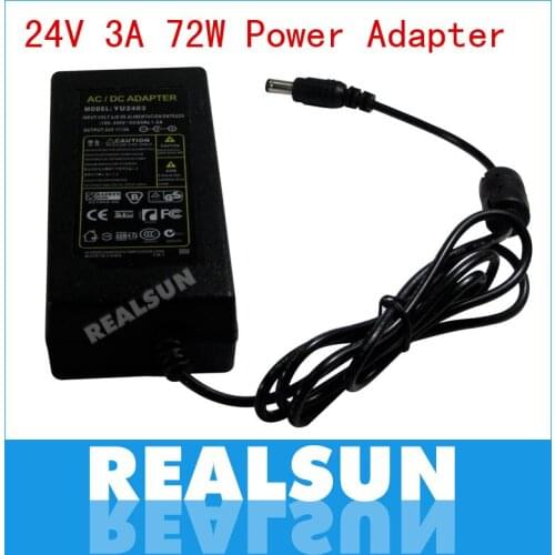 50pcs/lot AC/DC Power Adapter 24V 3A 72W Power Supply Adapter with EU US AU UK plug AC Cable Wholesale free fedex