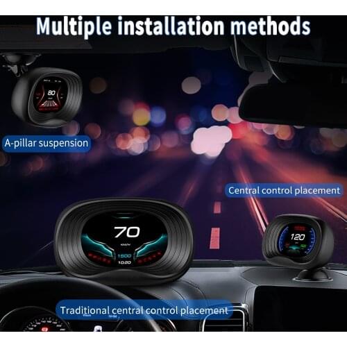 Car HUD Navigation GPS OBD2 Head Up Display Fuel Consumption Voltage Turbo Brake Test Digital OBD2 Gauage On Board Computer P20