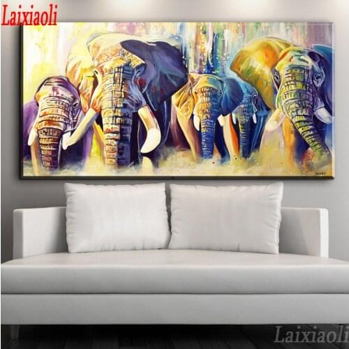 Large 5d Diamond Embroidery color elephants pattern Diy Full Drill Diamond Painting Sale Mosaic Picture Of Rhinestone Home Decor