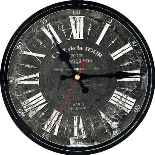Large Farmhouse Wall Clock Silent Non-Ticking Quartz 16 Inches Grayrustic Retro Clocks Roman Numerals Garage Wall Watches Decor