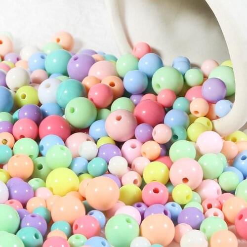 4/6/8/10/12mm Acrylic Spacer Beads Girl Kids DIY Plastic Loose Beads Round Ball Handmade For Jewelry Making Accessories Bracelet