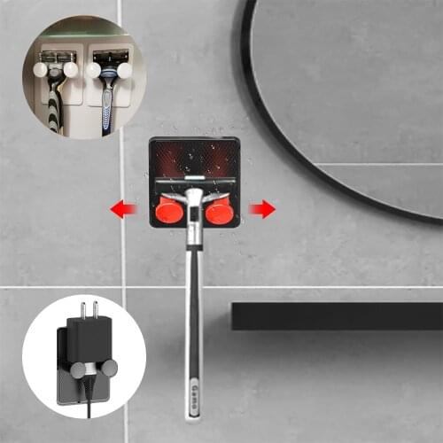 3/2/1 Pcs Punch Free Razor Holder Storage Hook Men Adjustable Wall mounted Shaver Shelf Razor Rack Wall Bathroom Accessories